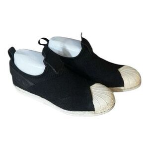 Adidas Women Original Superstar Core Black Slip On Sneakers Size 5.5 CQ2382